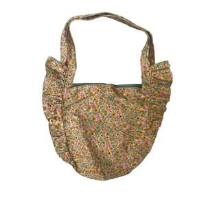 Target Girls Hobo Bag Pastel Floral Print Ruffle Cloth Snap Closure Cottage Y2K